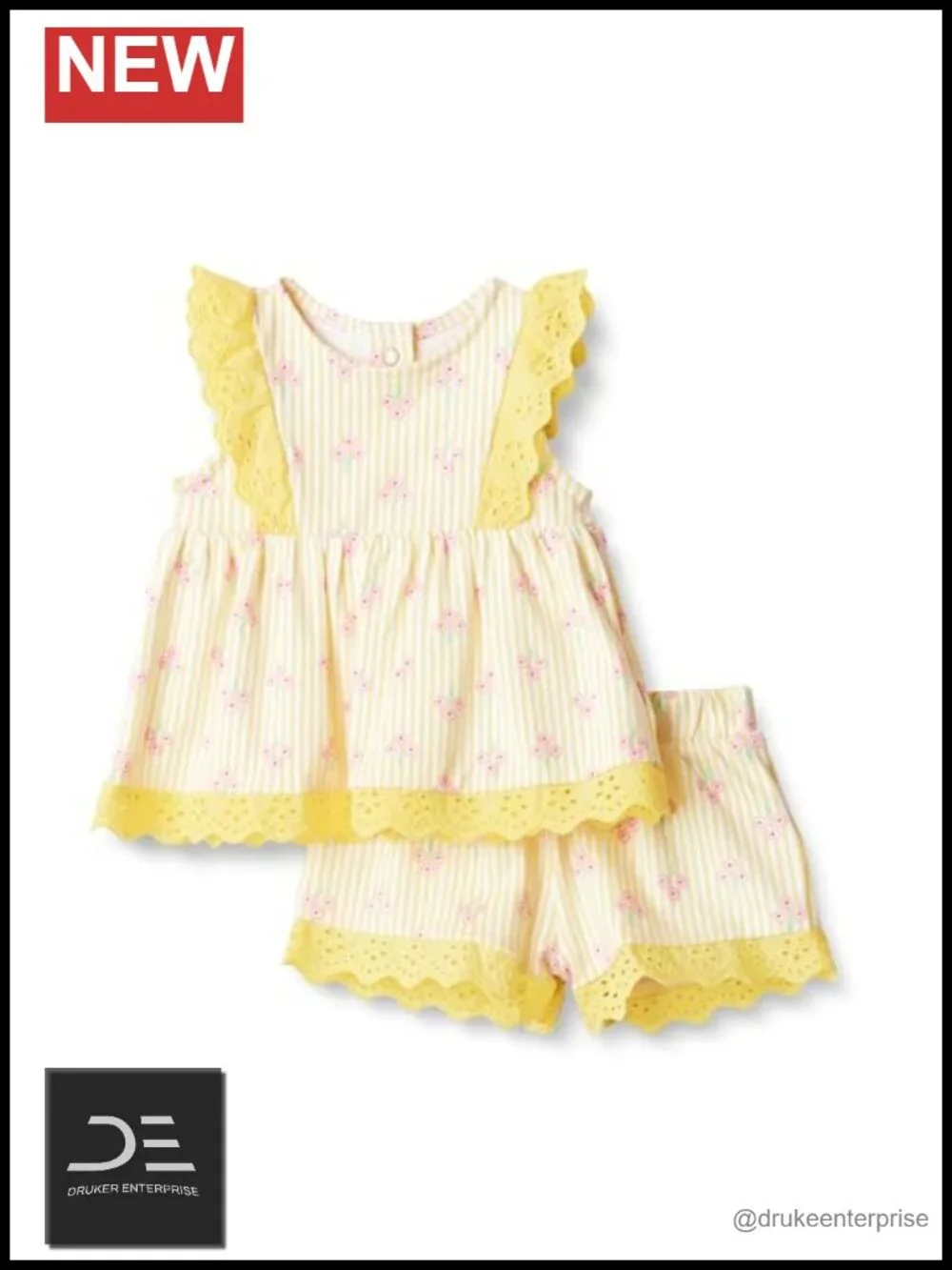 Toddler Baby Girl Eyelet Top & Shorts Cotton Play Set - 2 Pc